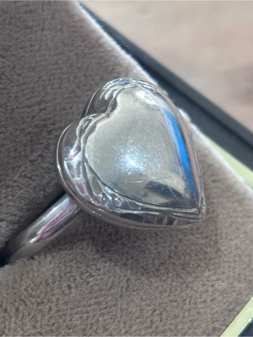 Sterling heart locket ring